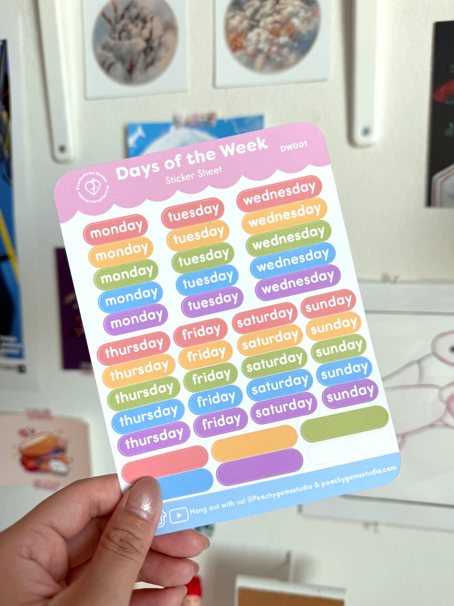 Days of the Week Planner Sticker Sheet
