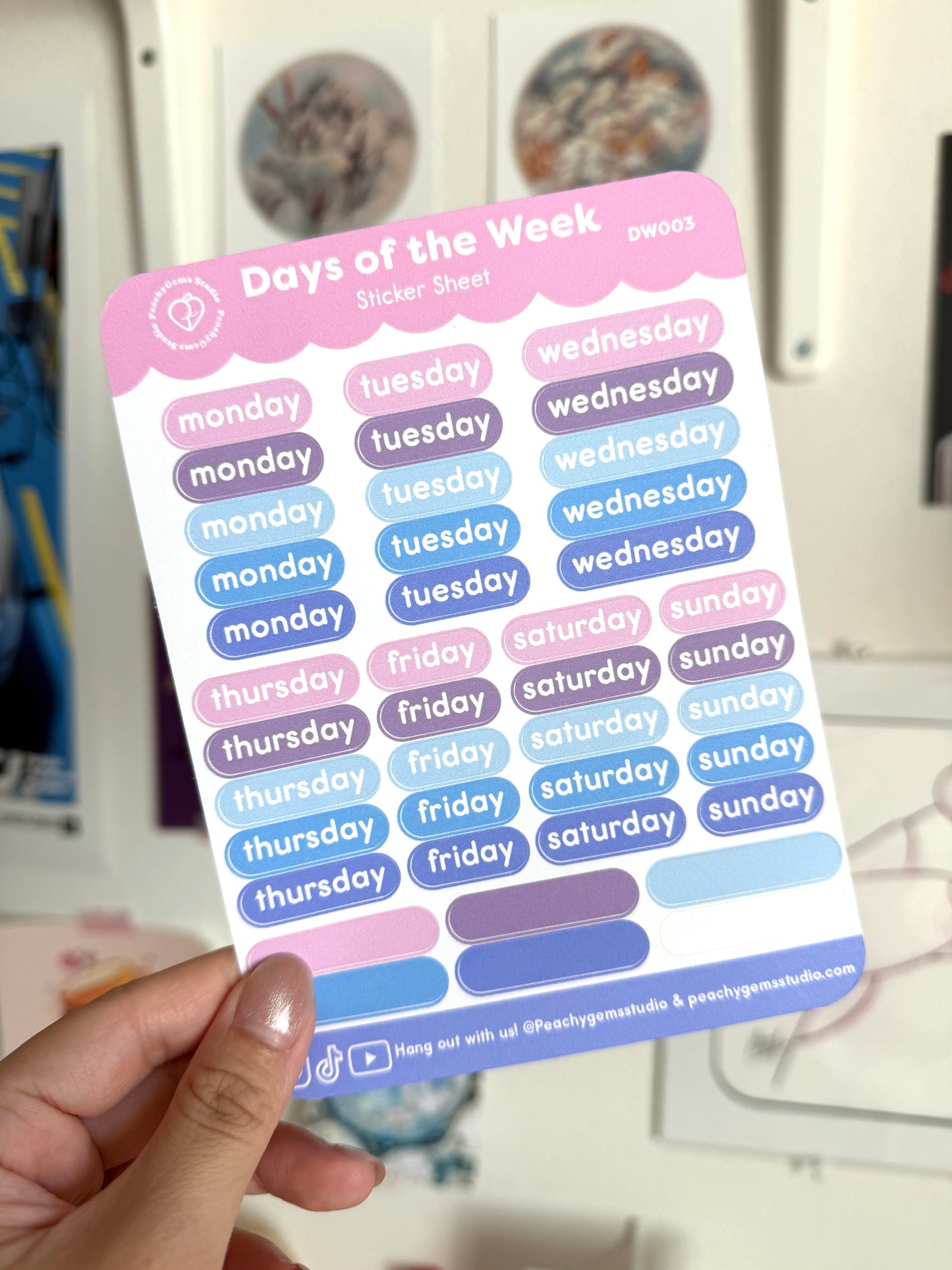 Days of the Week Planner Sticker Sheet