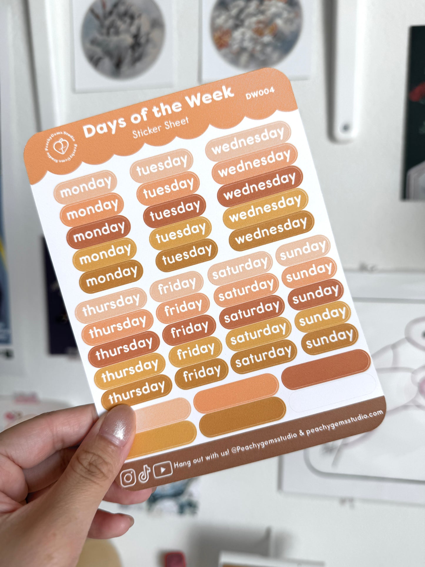 Days of the Week Planner Sticker Sheet