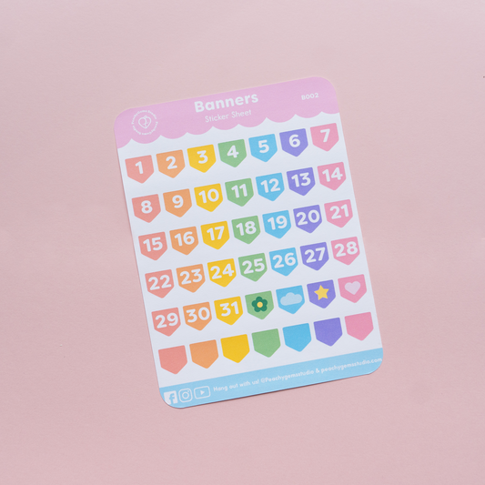 Banner Sticker Sheet with Numbers