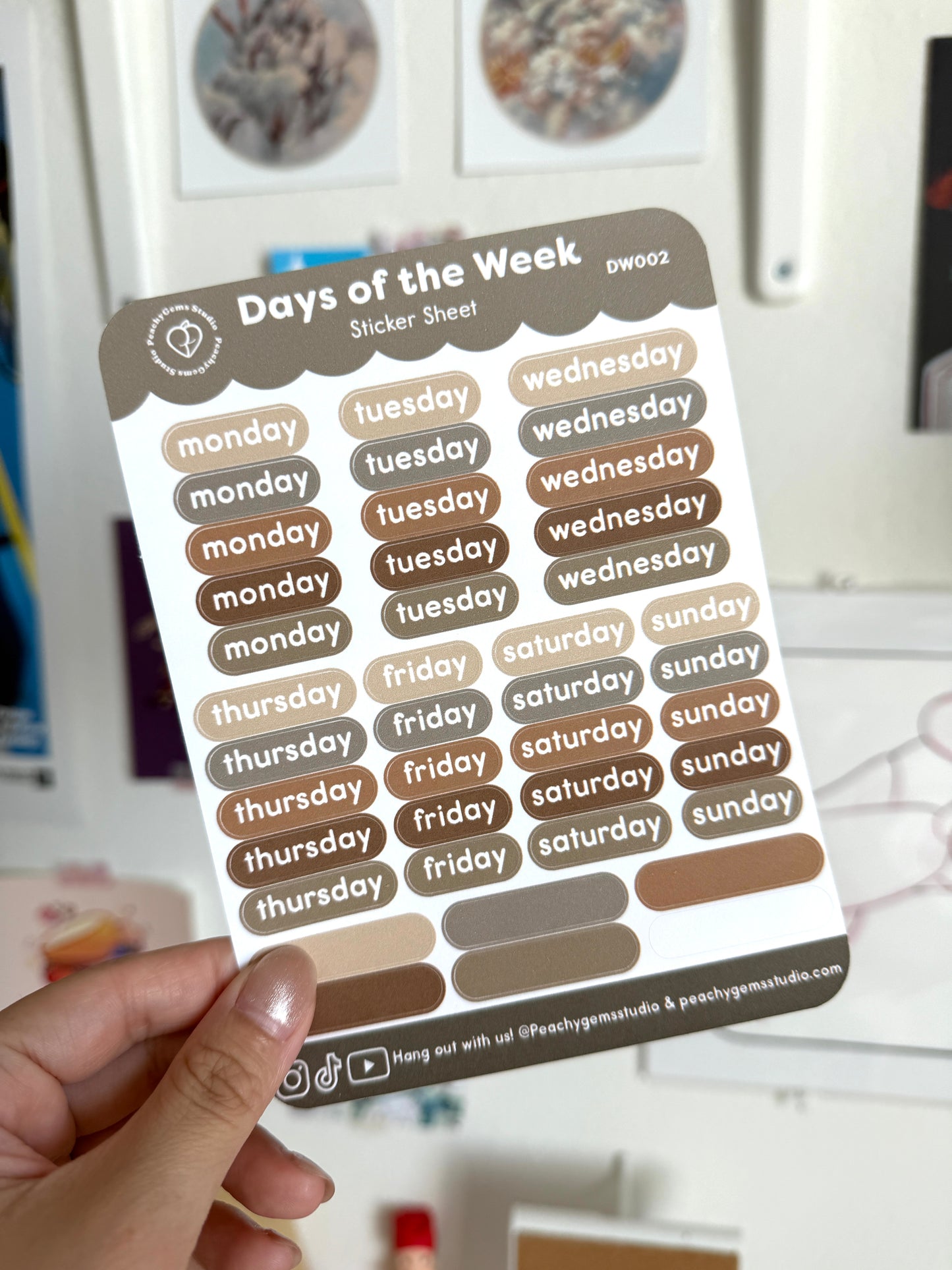 Days of the Week Planner Sticker Sheet