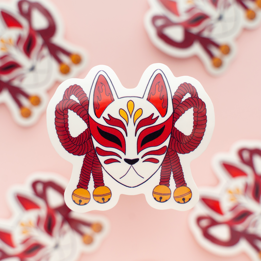 Flame Hashira Inspired Kitsune Mask Sticker