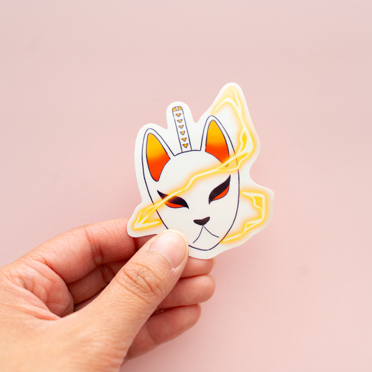 Lightning Inspired Kitsune Mask Sticker