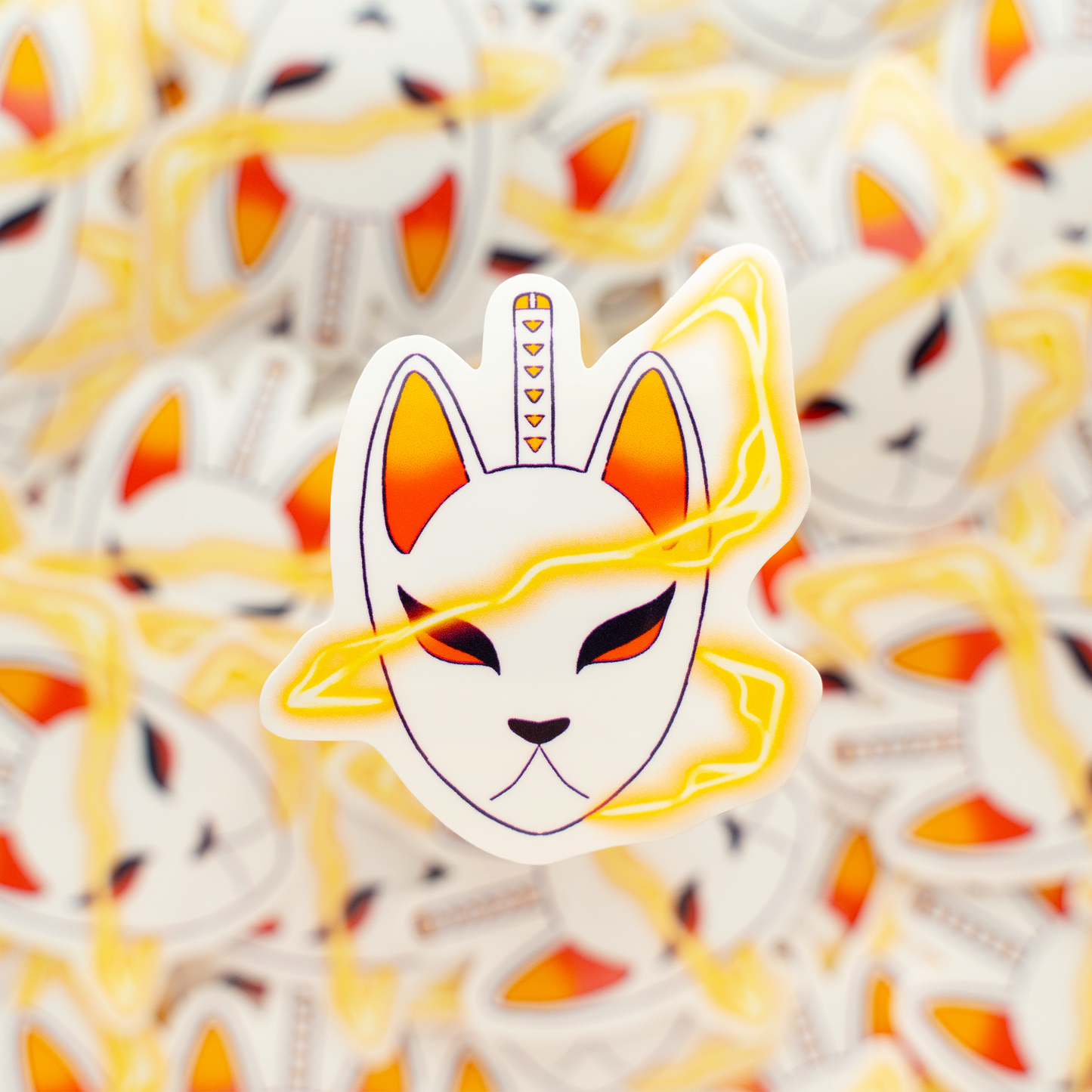 Lightning Inspired Kitsune Mask Sticker