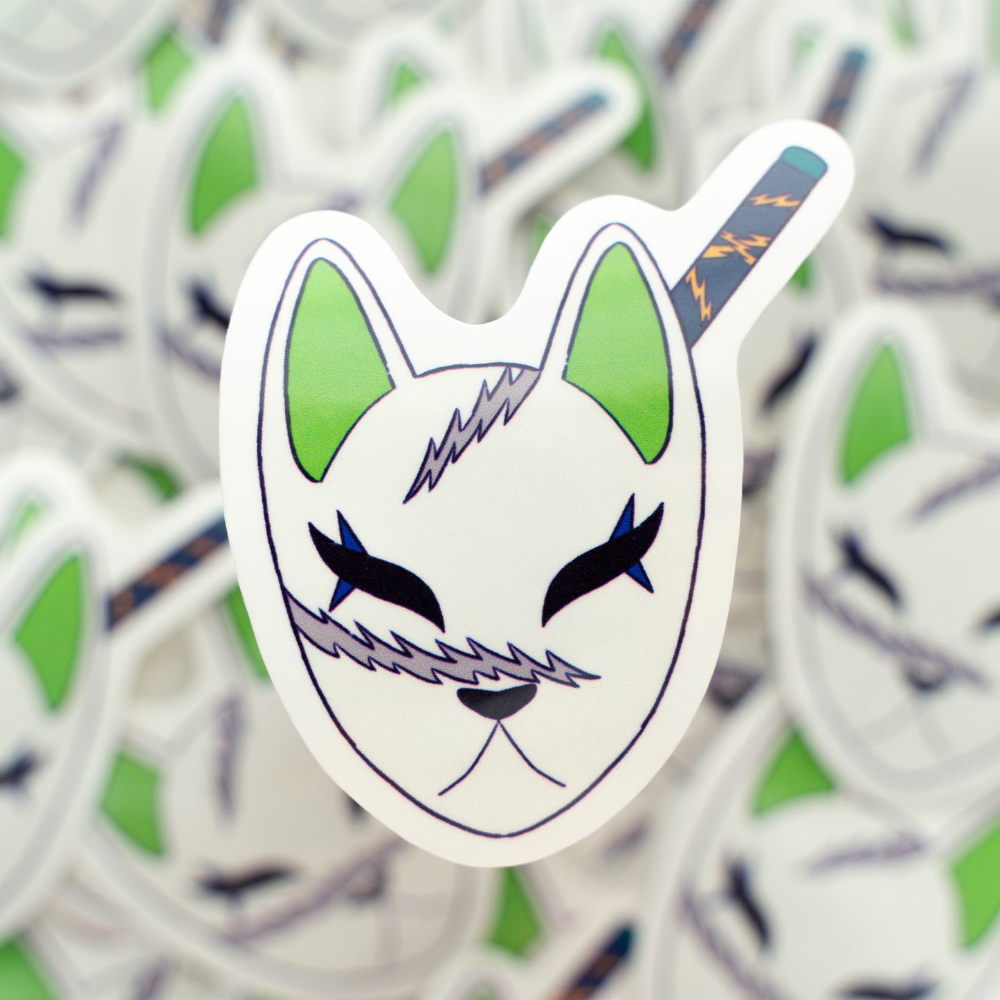 Wind Hashira Kitsune Mask Sticker