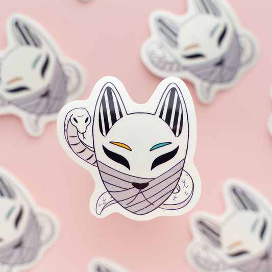 Serpent Hashira Inspired Kitsune Mask Sticker